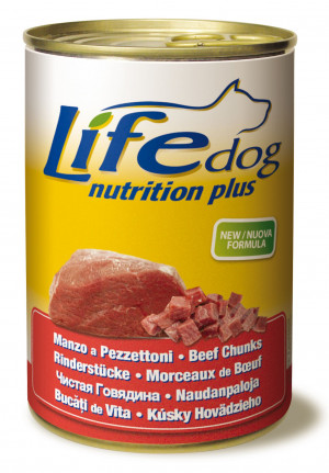 LIFE DOG Nutrition Plus BEEF Chunks - konservi suņiem 6 x 400g